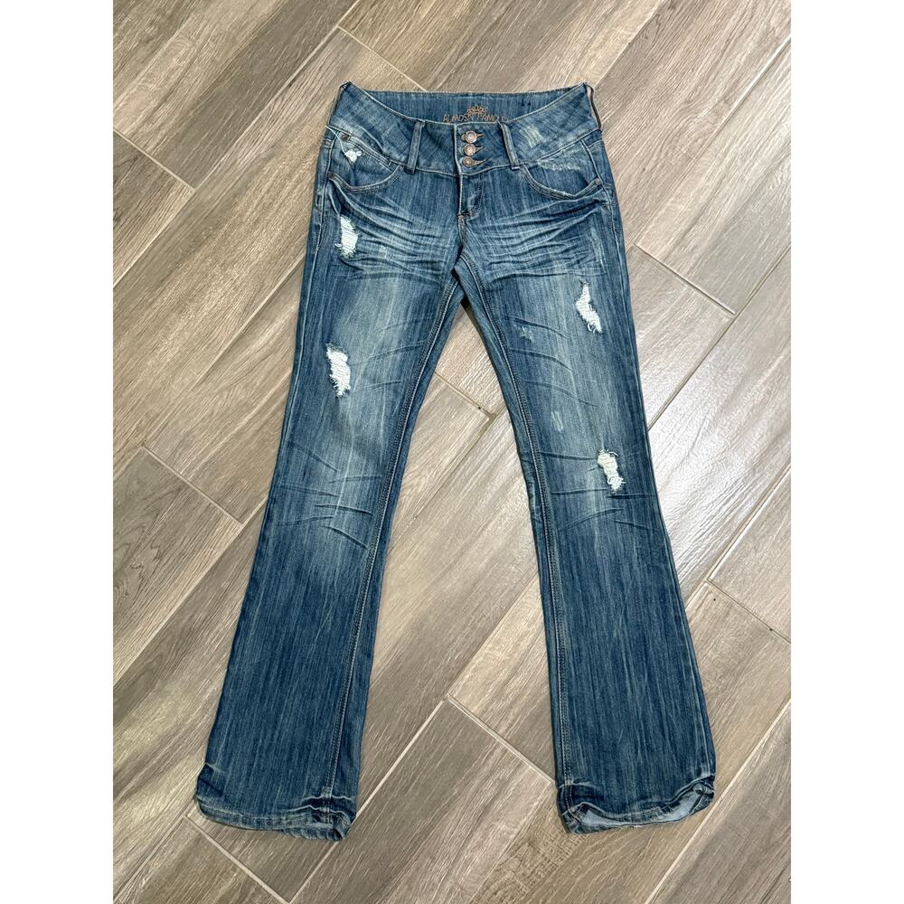 Vintage Y2k Women's ALMOST FAMOUS Flared Low-rise Jeans Size 7